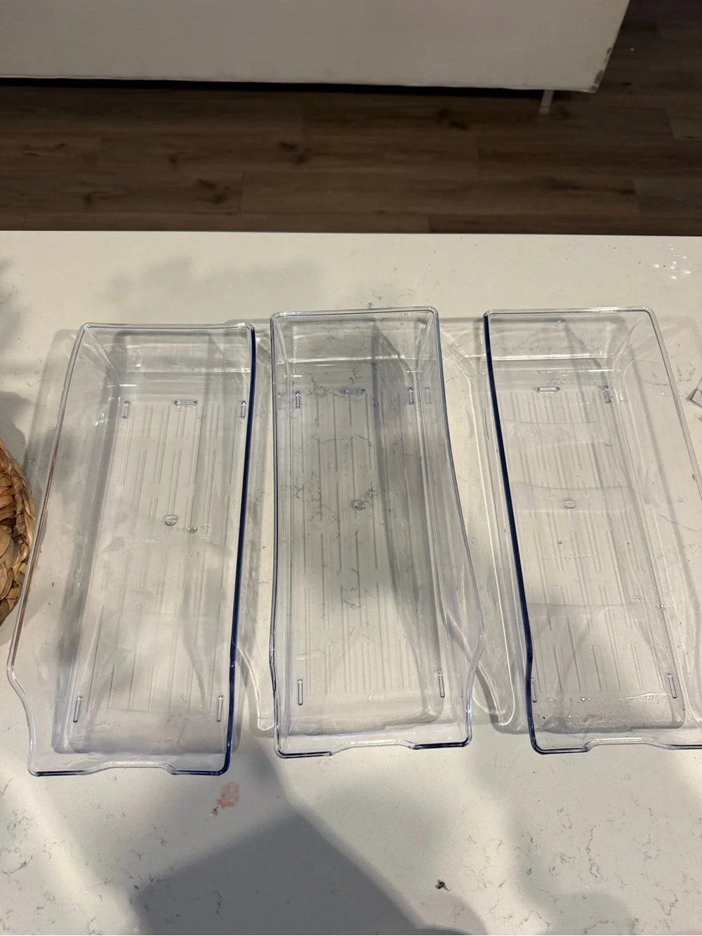 Clear Plastic Refrigerator Bins - Set of 3
